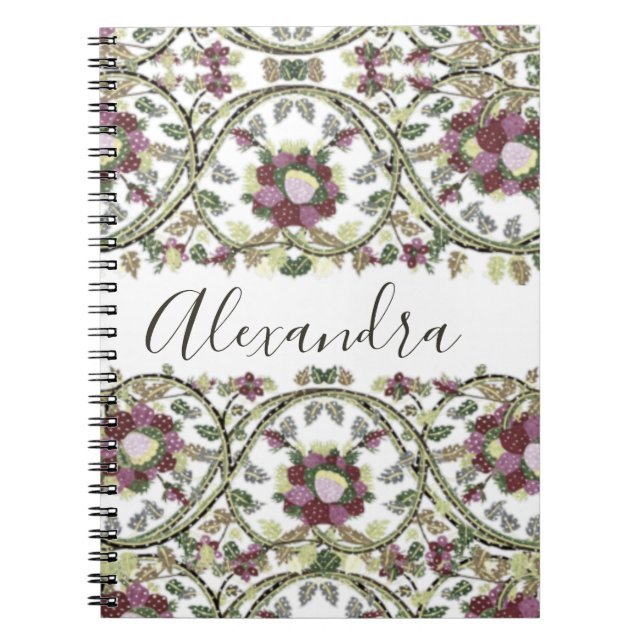 Cuaderno Nombre de monograma vintageNoteb de salvia rosada  (Frente)