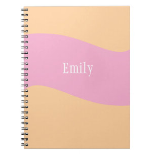 Cuaderno Nombre de Naranja Rosa Monograma Retro Negrita