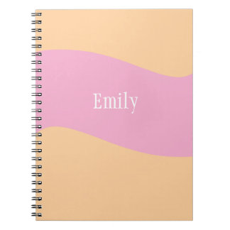 Cuaderno Nombre de Naranja Rosa Monograma Retro Negrita 