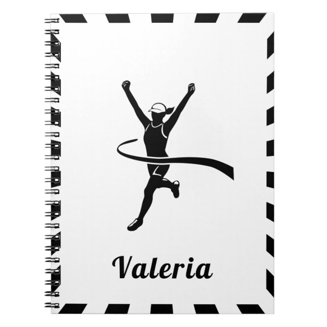 Cuaderno Nombre De Niña Corriendo Maratón Pista Atletismo (Frente)