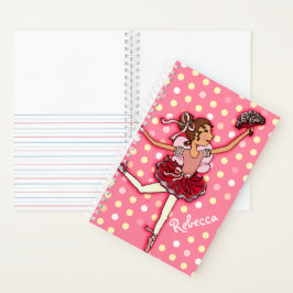Cuaderno Nombre de niñas bailarina de lunares rosados 