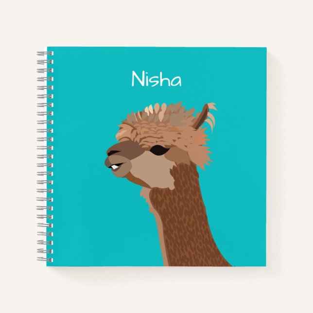 Cuaderno Nombre de niños de alpaca linda personalizado (Anverso)