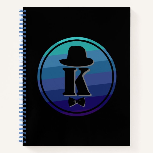Cuaderno Nombre De Ombre Azul Monograma Inicial Para Hombre (Anverso)
