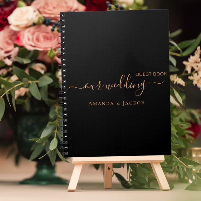 Cuaderno Nombre de oro negro del boda del libro de invitado (Subido por el creador)