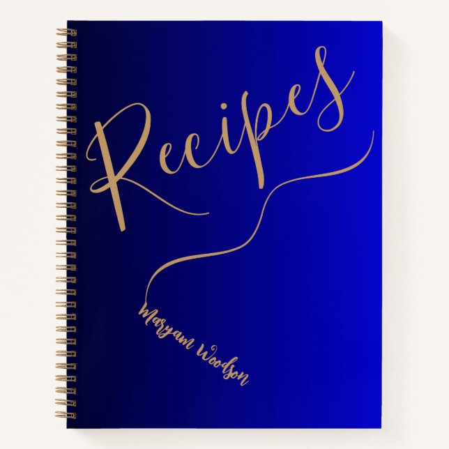 Cuaderno Nombre de oro personalizado (libro de recetas) neg (Anverso)