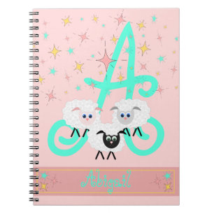 Cuaderno Nombre de oveja y estrella y monograma inicial ros