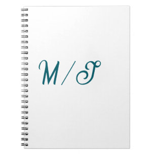 Cuaderno Nombre de pareja de boda monograma turquesa simple