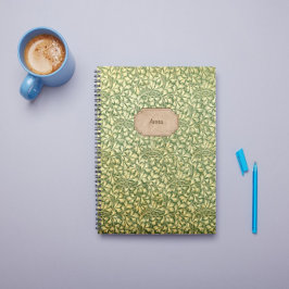 Cuaderno Nombre de patrón de follaje amarillo y verde