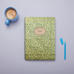 Cuaderno Nombre de patrón de follaje amarillo y verde