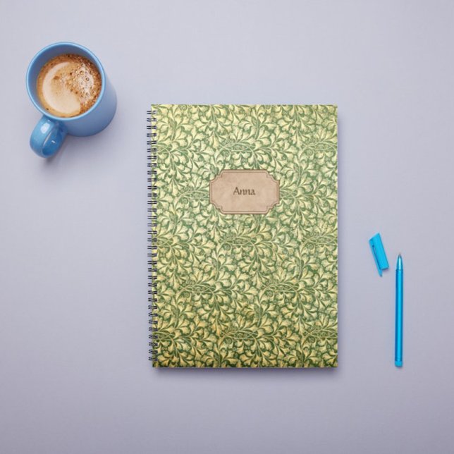 Cuaderno Nombre de patrón de follaje amarillo y verde (Subido por el creador)