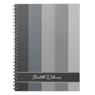 CUADERNO NOMBRE DE PATRÓN DE LÍNEA DE TIRA DE COLOR GRIS MO