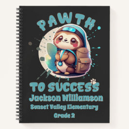 Cuaderno Nombre de perezoso kawaii chibi Grado escolar Ayud