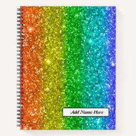 Cuaderno Nombre de Personalizable de Purpurina arcoiris de 