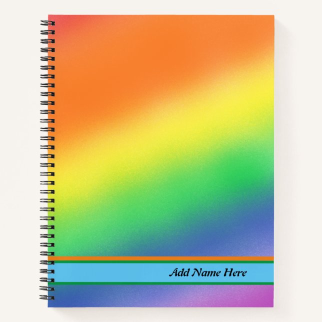 Cuaderno Nombre de Personalizable moderno de color arcoiris (Anverso)