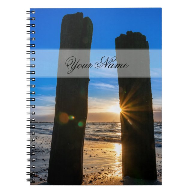 Cuaderno nombre de personalizable océano amante playa sunse (Frente)