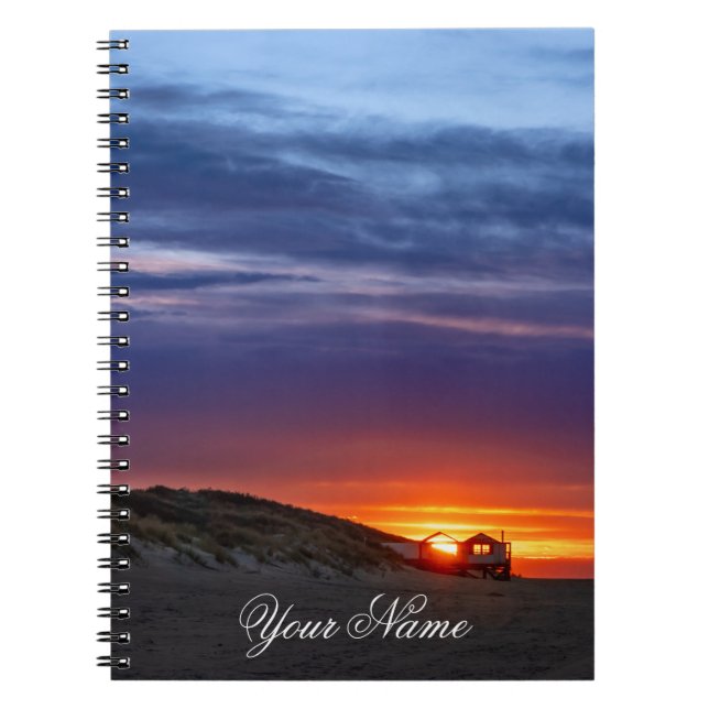 Cuaderno nombre de personalizable océano amante playa sunse (Frente)