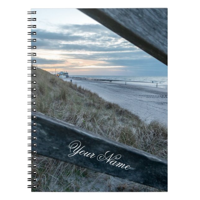 Cuaderno nombre de personalizable océano amante playa sunse (Frente)