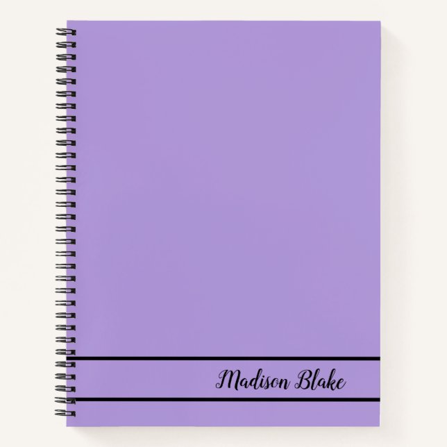 Cuaderno Nombre de Personalizable púrpura púrpura minimalis (Anverso)
