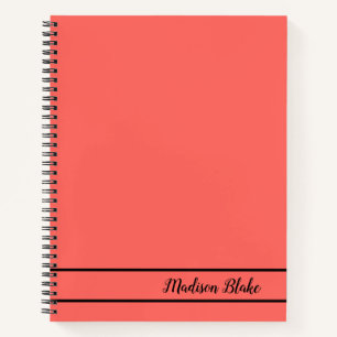 Cuaderno Nombre de Personalizable rojo sencillo minimalista