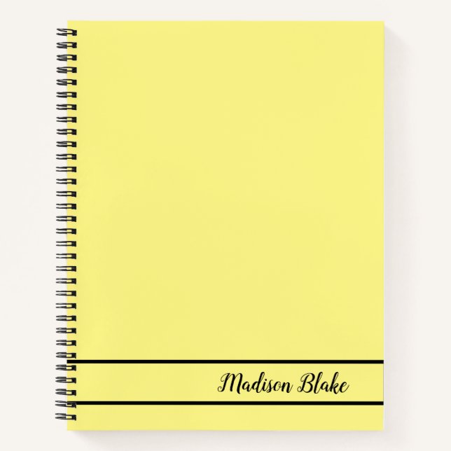 Cuaderno Nombre de Personalizable simple amarillo minimalis (Anverso)