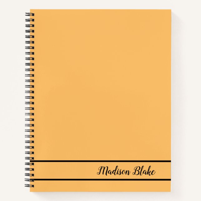 Cuaderno Nombre de Personalizable simple Naranja minimalist (Anverso)
