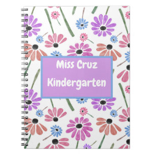 Cuaderno Nombre de profesor floral / Grado Colorido 