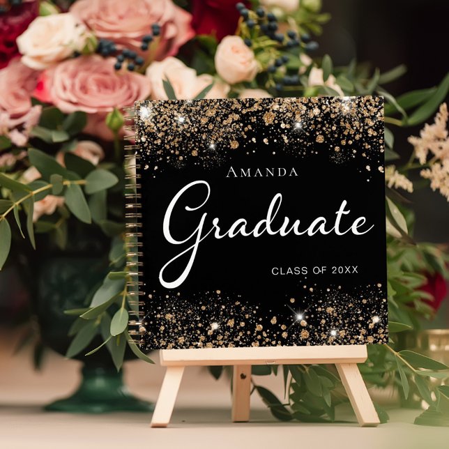 Cuaderno Nombre de purpurina de oro negro para graduados de (Subido por el creador)