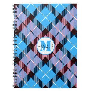 Cuaderno Nombre de secuencia de monograma de Tartán a cuadr