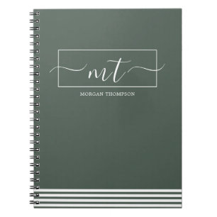 Cuaderno Nombre de secuencia de patrón moderno verde bosque