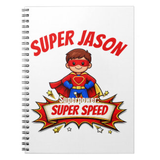 Cuaderno Nombre de superhéroe personalizado para niños y su