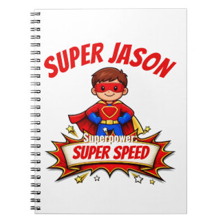 Cuaderno Nombre de superhéroe personalizado para niños y su
