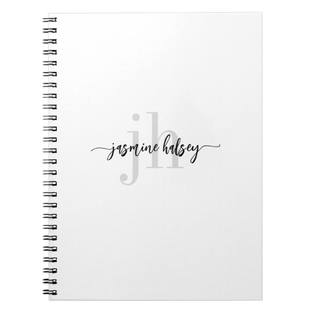 Cuaderno Nombre de tendencia simple e iniciales (Frente)