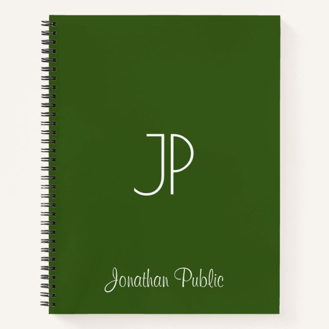 Cuaderno Nombre de tipografía Monograma Selva Verde Funda d (Anverso)