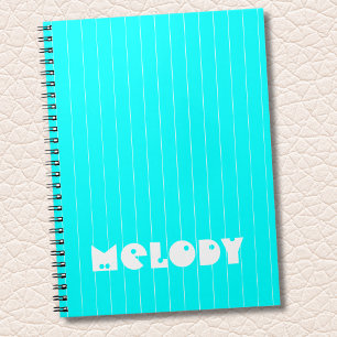Cuaderno Nombre de tira vertical delgada blanca neón