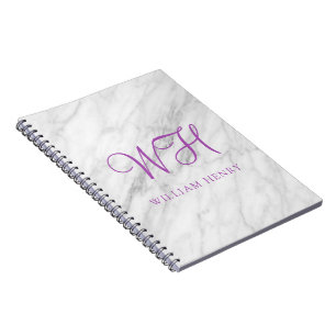 Cuaderno Nombre de toque profesional personalizar mármol bl