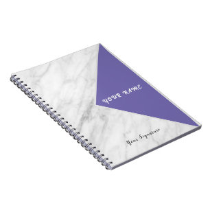 Cuaderno Nombre de toque profesional personalizar mármol bl