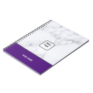 Cuaderno Nombre de toque profesional personalizar mármol bl