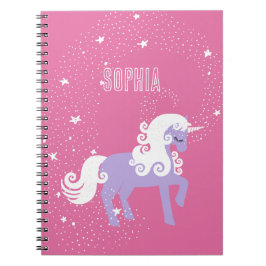 Cuaderno Nombre de Unicornio Púrpura Rosa