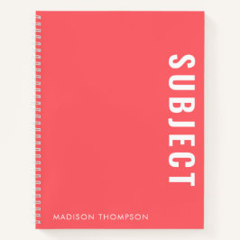 Cuaderno Nombre del alumno de la escuela de coral minimalis