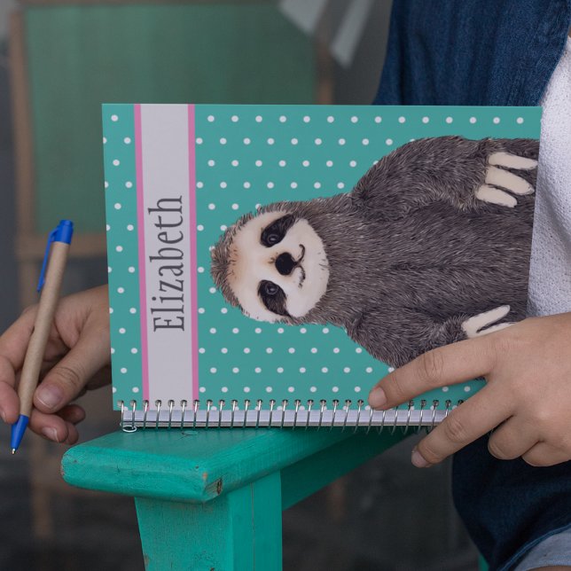 Cuaderno Nombre del animal de la ranura personalizada (Cute sloth personalized notebook.)