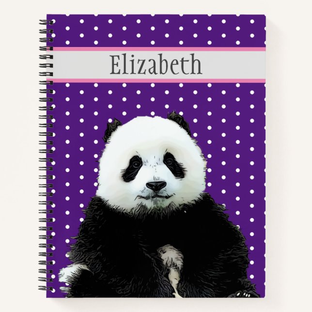 Cuaderno Nombre del animal del oso de panda cuta personaliz (Anverso)