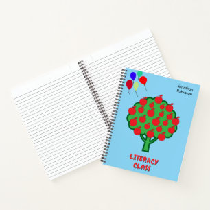 Cuaderno Nombre del árbol de manzana de la clase Blue Schoo