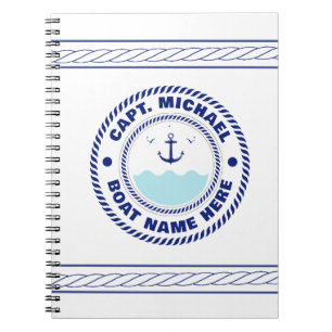 Cuaderno Nombre del barco de anclaje náutico personalizado