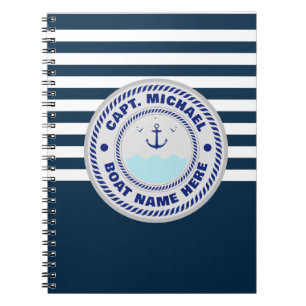 Cuaderno Nombre del barco de anclaje náutico personalizado