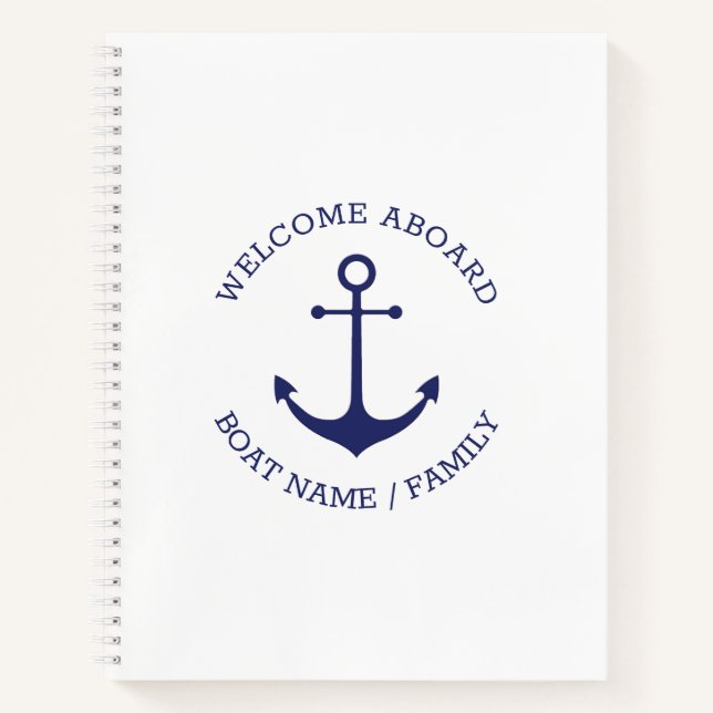 Cuaderno Nombre del barco personalizado Bienvenido Aboard a (Anverso)