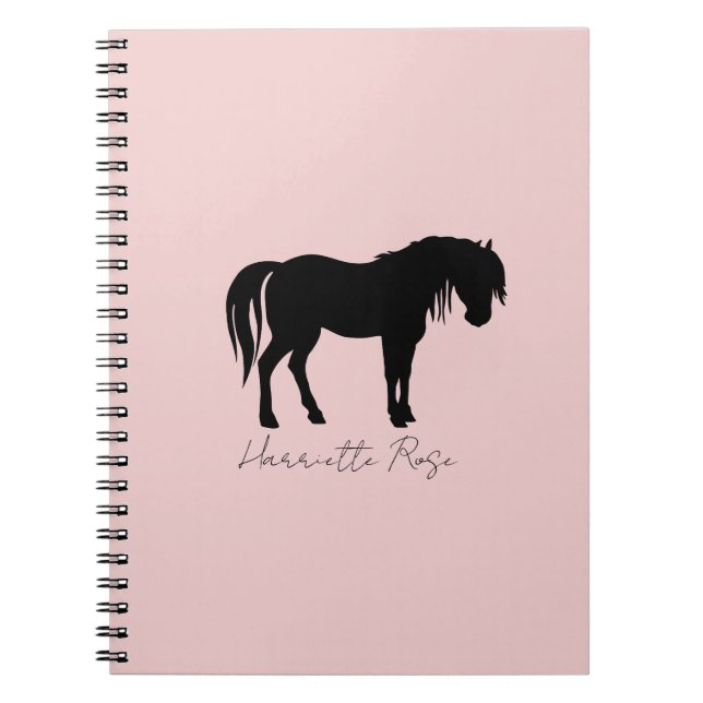 Cuaderno Nombre del caballo negro rosado de Rubor (Frente)