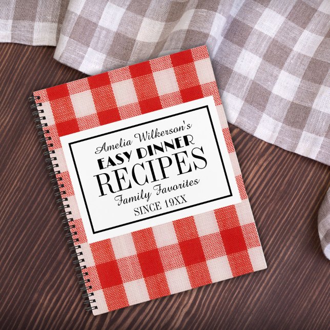 Cuaderno Nombre del cheque rojo recetas fáciles de cenar (Subido por el creador)