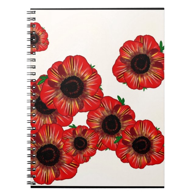 Cuaderno Nombre del chica Poppy, patrón de amapola roja Art (Frente)