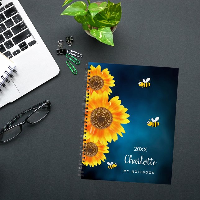 Cuaderno Nombre del cielo azul de las abejas amarillas gira (Subido por el creador)