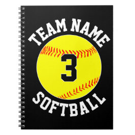 Cuaderno Nombre del equipo de sóftbol Fastpitch y número de